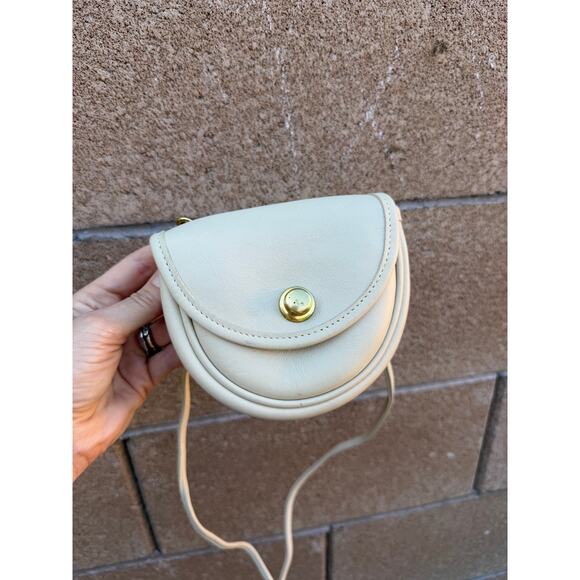 Vintage COACH Leather Mini Convertible Crossbody Belt Bag RARE Cream 9826 Purse - Picture 1 of 14